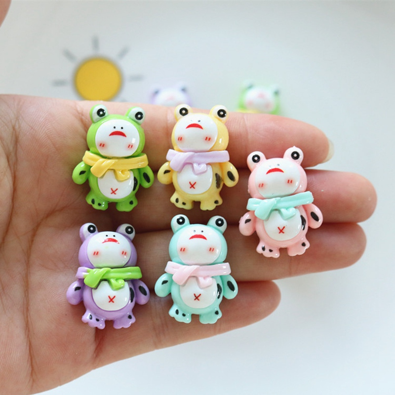 10 ชิ้น การ์ตูนสัตว์ กบ ครีม กาว อุปกรณ์เสริม DIY เคสโทรศัพท์ ตกแต่ง อุปกรณ์เสริมเรซิน
