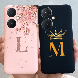 เคสโทรศัพท์มือถือ ซิลิโคนนิ่ม ผิวด้าน ลายมงกุฎ ตัวอักษร สําหรับ Vivo Y27 4G Y27 Y 27 4G