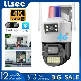 LLSEE V380 Pro, 4G ซิมการ์ด, 10X ขยาย, กล้องวงจรปิดไร้สาย, กล้องเฝ้าระวังกลางแจ้ง, PTZ, 4K, 8MP, การมองเห็นกลางคืนที่มีสีสัน, การติดตามอัตโนมัติ