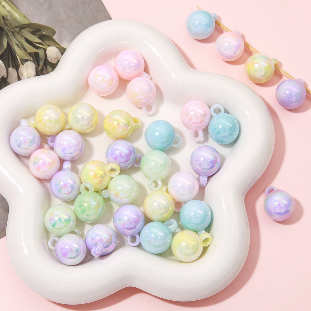 [16 มม.] ครีม ลูกบอลแขวน ขนาดเล็ก ชุบสี จี้ขนาดเล็ก DIY เครื่องประดับแฮนด์เมด / พวงกุญแจ จี้ อุปกรณ์
