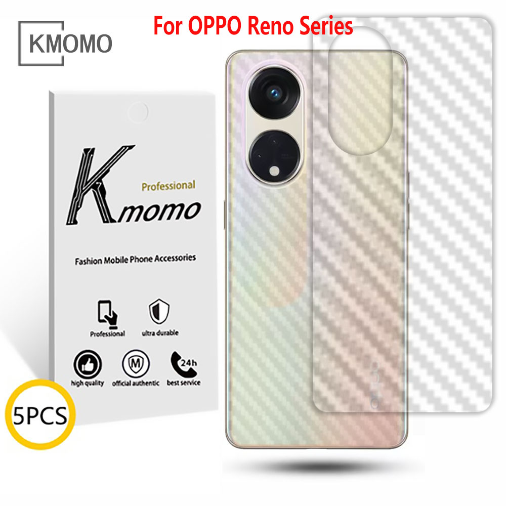 5 ชิ้นจํานวนมากคาร์บอนไฟเบอร์กลับฟิล์มสติกเกอร์สําหรับ OPPO Reno 11 11F 10 Pro 8T 4G 8Z 8 5G 9 Pro +