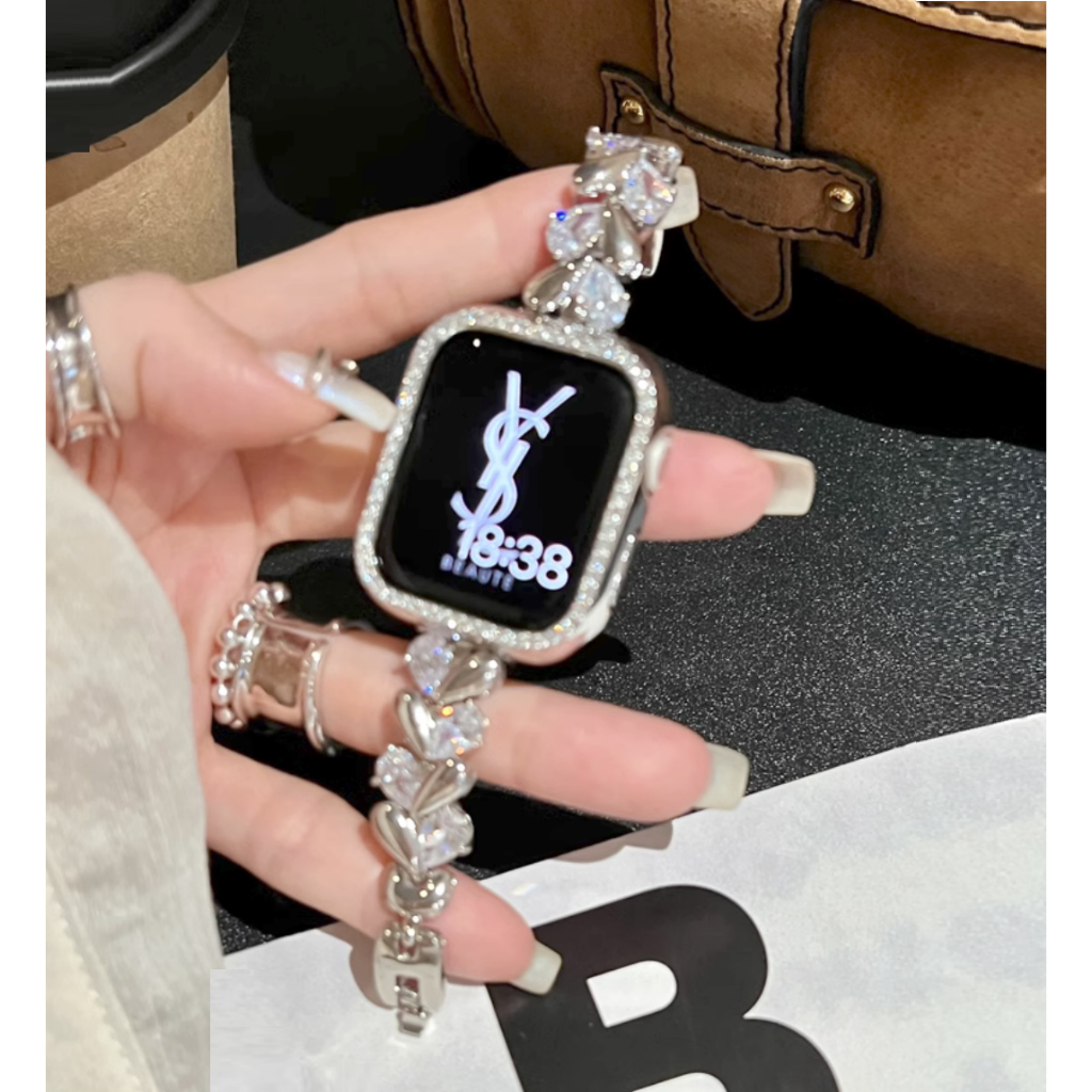 ใหม่ สายนาฬิกาข้อมือโลหะ ประดับเพชร เพทาย แบบเปลี่ยน สําหรับ LOVE Series 10 9 8 7 6 5 4 SE SE2 Ultra 49 มม. 38 มม. 40 มม. 44 มม. 41 มม. 45 มม. 42 มม.