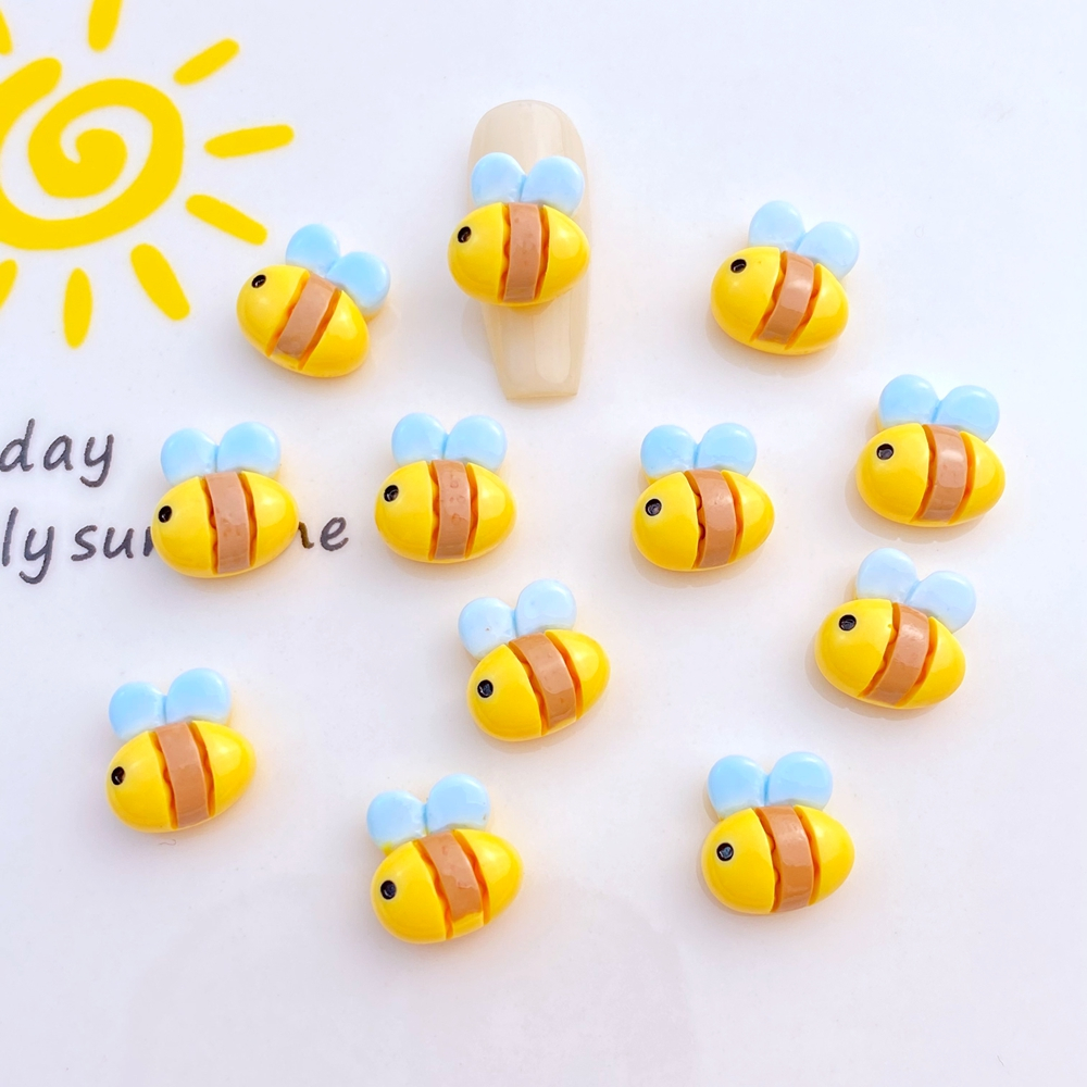 อุปกรณ์ตกแต่งเล็บเรซิ่น ลายการ์ตูนผึ้งน่ารัก 3D สําหรับตกแต่งเล็บ DIY 30 ชิ้น