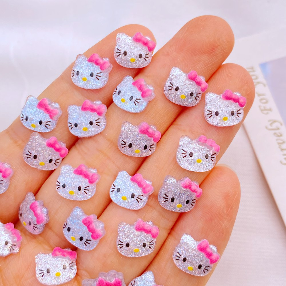 ขายดี เรซิ่น ลายแมว Hello Kitty 3D สําหรับตกแต่งเล็บ DIY 50 ชิ้น