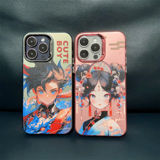 เคสโทรศัพท์มือถือแบบใส สองชั้น ลายการ์ตูนอนิเมะน่ารัก สีเงิน สําหรับ iPhone 13 Pro Max 11 12 13 14 Pro Max 14