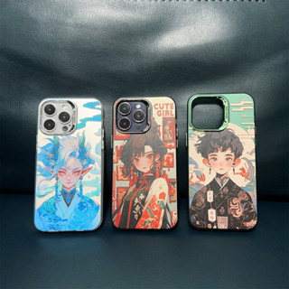 เคสโทรศัพท์มือถือแบบใส สองชั้น ลายการ์ตูนอนิเมะน่ารัก สีเงิน สําหรับ iPhone 13 Pro Max 11 12 13 14 Pro Max 14