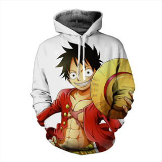 เสื้อกันหนาวแขนยาวลําลอง มีฮู้ด พิมพ์ลาย King of Thieves Luffy สําหรับผู้ชาย และนักเรียน