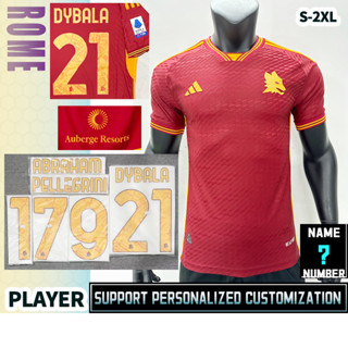 เสื้อกีฬาแขนสั้น ลายทีมชาติฟุตบอล Roma Home 23-24 [Player Version] ไซซ์ S-2XL คุณภาพสูง