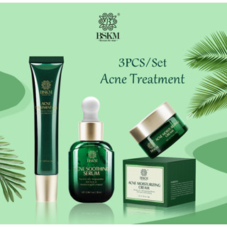 BSKM Tea Tree ทรีตเมนต์ รักษาสิว 3 ชิ้น ต่อต้านสิว เซรั่ม ครีมเจล มอยส์เจอร์ไรเซอร์ ซ่อมแซม รักษาจุดด่างดํา ดูแลผิว