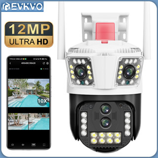 Evkvo กล้องวงจรปิดไร้สาย 12MP PTZ WIFI IP 10X ZOOM มองเห็นกลางคืน มองเห็นกลางคืน 50 ม. กันน้ํา สําหรับกลางแจ้ง