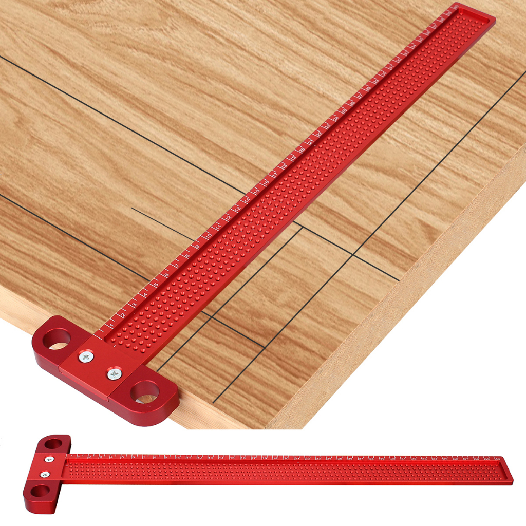 T400 Woodworking Scribe T-type Ruler Hole Scribing ruler Aluminum alloy Line Drawing Marking Gauge DIY Measuring Tools