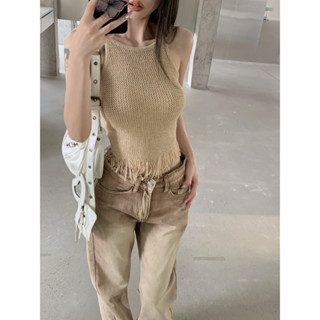 Sweet and cool hot girl design tassel woven Camisole slim skinny outer sleeveless top