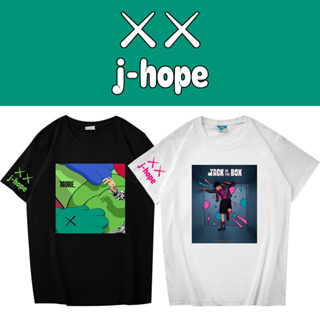 เสื้อยืดคอกลม แขนสั้น พิมพ์ลายอัลบั้ม XX J-HOPE Jack In The Box สไตล์เกาหลี สีดํา และสีขาว