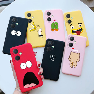 เคสโทรศัพท์มือถือ ซิลิโคนนิ่ม TPU ลายการ์ตูนกระบองเพชร แมวน่ารัก สีแคนดี้ สําหรับ Vivo Y27 4G 2023 Y27 4G V2249