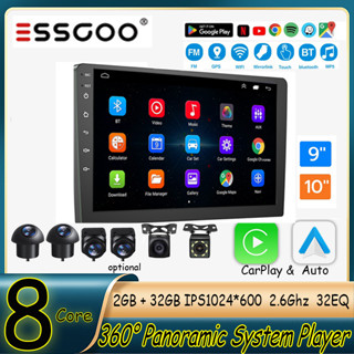 [8core+360°Essgoo กล้องติดรถยนต์ GPS WIFI FM บลูทูธ 9 นิ้ว หน้าจอสัมผัส 2Din พร้อมกล้องติดรถยนต์