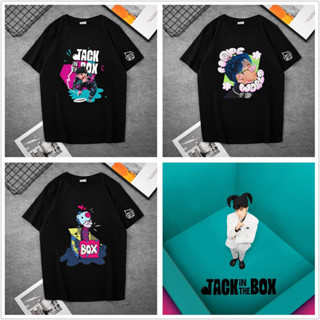 เสื้อยืดแขนสั้น พิมพ์ลายการ์ตูนไอดอล J-HOPE JACK IN THE BOX น่ารัก สีดํา สไตล์เกาหลี