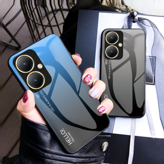 เคสโทรศัพท์มือถือแบบแก้ว บางมาก ไล่โทนสี สําหรับ Vivo Y27 4G 5G Case เคส