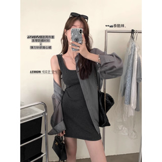 Knitted vest dress slim wrap skirt skirt Slip dress dress