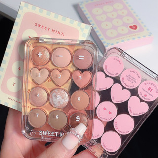 Sweet MINT อายแชโดว์พาเลท กลิตเตอร์ มุก 12 สี ติดทนนาน สไตล์เกาหลี สําหรับแต่งหน้า