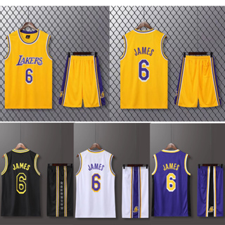 Los Angeles Lakers #6 เสื้อกีฬาบาสเก็ตบอล กางเกงขาสั้น LeBron James NBA แบบแห้งเร็ว สําหรับผู้ชาย และผู้ใหญ่