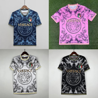 Versace Italian co branded เสื้อกีฬาแขนสั้น แบบแห้งเร็ว สําหรับผู้ชาย ใส่ฝึกซ้อมฟุตบอล