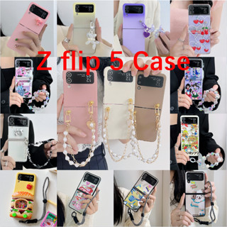 เคสมือถือ ลายการ์ตูนเพนกวิน เบอร์เกอร์ ไล่โทนสี พร้อมสายคล้อง สําหรับ Samsung Galaxy Z Flip 5 Z-Flip5 Z Flip-5