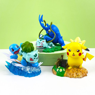 โมเดลฟิกเกอร์ PVC รูปการ์ตูนโปเกม่อน Pikachu Togepi Bulbasaur Squirtle Heracross Q Version ขนาด 7.5-10 ซม. 3 ชิ้น ต่อชุด