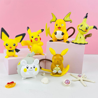 โมเดลฟิกเกอร์ PVC รูปการ์ตูนโปเกม่อน Pikachu Raichu Mimikyu Pichu Loving Heart Kawaii Q Version ขนาด 3-6 ซม. 6 ชิ้น ต่อชุด