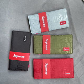 กระเป๋าสตางค์ ใบยาว ปักลาย Supreme สําหรับใส่บัตร