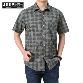 JEEP SPIRIT 1941 ESTD ใหม่ เสื้อเชิ้ตแขนสั้น คอปก ทรงหลวม สไตล์ฮ่องกง ฤดูใบไม้ผลิ ฤดูร้อน สําหรับผู้ชาย