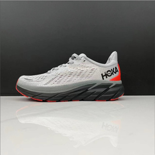 Hoka ONE ONE Clifton 8 รองเท้าผ้าใบ รองเท้าวิ่ง ระบายอากาศ สีเทา สําหรับผู้ชายและผู้หญิง