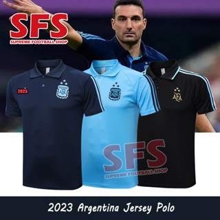 【SFS】เสื้อโปโลแขนสั้น ลายทีมชาติฟุตบอล Argentina 22-23 คุณภาพสูง สีดํา สําหรับผู้ชาย ไซซ์ S-2XL