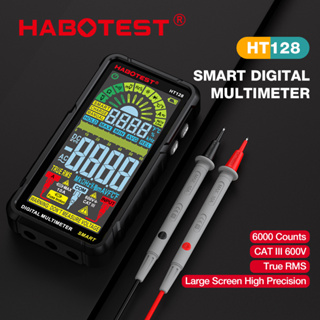 HABOTEST HT128 มัลติมิเตอร์ดิจิทัล นับ 6000 โวลต์มิเตอร์ NCV ทดสอบ สมาร์ท ป้องกันการไหม้ ชาร์จได้ มิเตอร์ 4.88 นิ้ว ไฟแบ็คไลท์ LCD