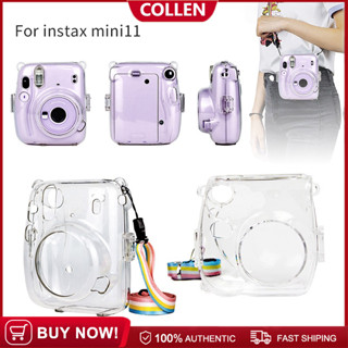 Fujifilm Instax Mini 11 เคสคริสตัลใส ป้องกันกล้อง สําหรับ Mini 11 พร้อมสายคล้องไหล่ สีรุ้ง