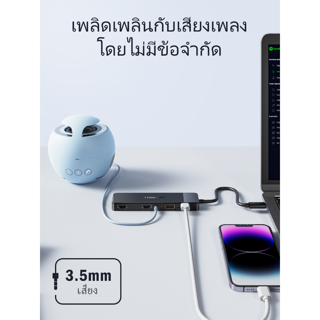 Lemorele TC94 USB C Hub 10ใน1อะแดปเตอร์แล็ปท็อปTripleจอแสดงผล4K HDMI 1080P VGA TF/SD 2.0 100W PD