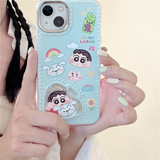 เคสโทรศัพท์มือถือนิ่ม ลายการ์ตูนชินจัง มีกระจก สําหรับ iPhone 11 12 13 14 PRO MAX iPhone14 iPhone14Pro iPhone14Promax