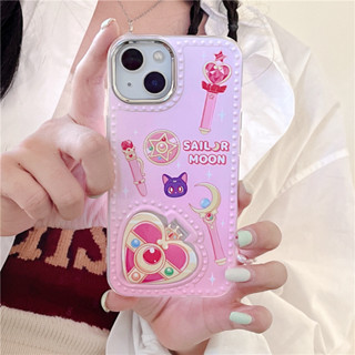 เคสโทรศัพท์มือถือ แบบนิ่ม ลายการ์ตูนเซเลอร์มูน มีกระจก สําหรับ iPhone 11 12 13 14 PRO MAX iPhone14 iPhone14Pro iPhone14Promax