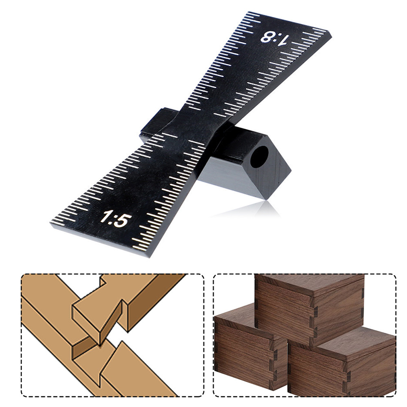 Woodworking Dovetail Marker Aluminum Alloy Dovetail Marking Template 1:5 & 1:8 Wood Joint Gauge with Scale Dovetail Guide Tools