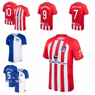 เสื้อกีฬาแขนสั้น ลายทีมชาติฟุตบอล Atletico de Madrid 2023-24 ชุดเหย้า