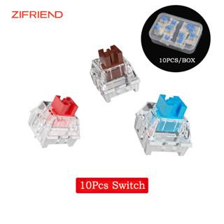 ZIFRIEND 10 ชิ้นสวิตช์ 3 พินสวิตช์แป้นพิมพ์เชิงกลสีแดงสีน้ำเงินสีน้ำตาลสวิตช์เชิงเส้นสวิตช์ปิดเสียง