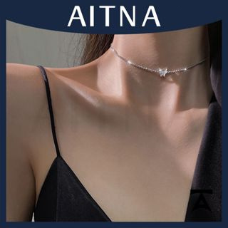 Aitna สร้อยคอโชคเกอร์ จี้ผีเสื้อ ประดับเพชรเทียม สไตล์ฮิปฮอป สําหรับผู้หญิง