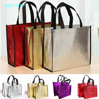 BIBITOP กระเป๋าช้อปปิ้ง เลเซอร์ แบบพับได้ นํากลับมาใช้ใหม่ได้ Eco Tote ผ้ากันน้ํา ถุงผ้าไม่ทอ