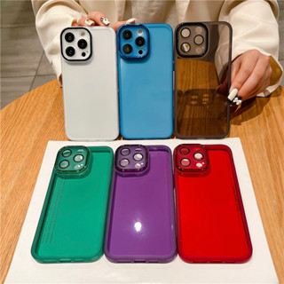 เคสโทรศัพท์มือถือ TPU แบบใส เนื้อแมตต์ ป้องกันลายนิ้วมือ หรูหรา สีสันสดใส สําหรับ iphone 14 Plus 14 13 Pro Max