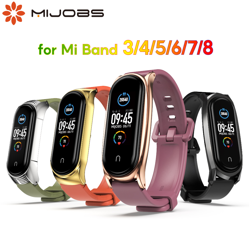 Mijobs สายนาฬิกาข้อมือซิลิโคน กันน้ํา แบบเปลี่ยน สําหรับ Mi Band 8 Mi Band 7 Mi Band 6 Mi Band 5 NFC Mi Band 4 Xiaomi Mi Band 3