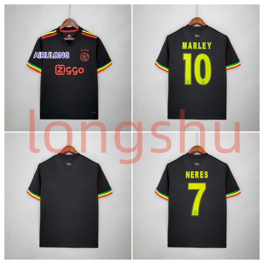 21 22 ajax ajax away เสื้อฟุตบอลสีดํา เสื้อฟุตบอล S-3XL