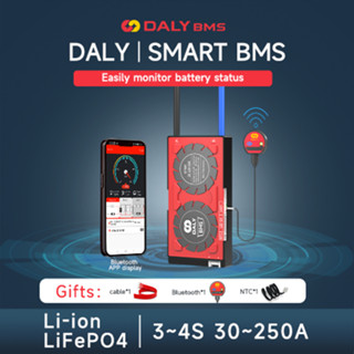 ใหม่ DALY Smart BMS Li-ion 3s LiFePO4 4s ระบบจัดการแบตเตอรี่ 12V 30A-250A (สามารถใช้ได้กับตัวปรับสมดุลแบบแอคทีฟ)