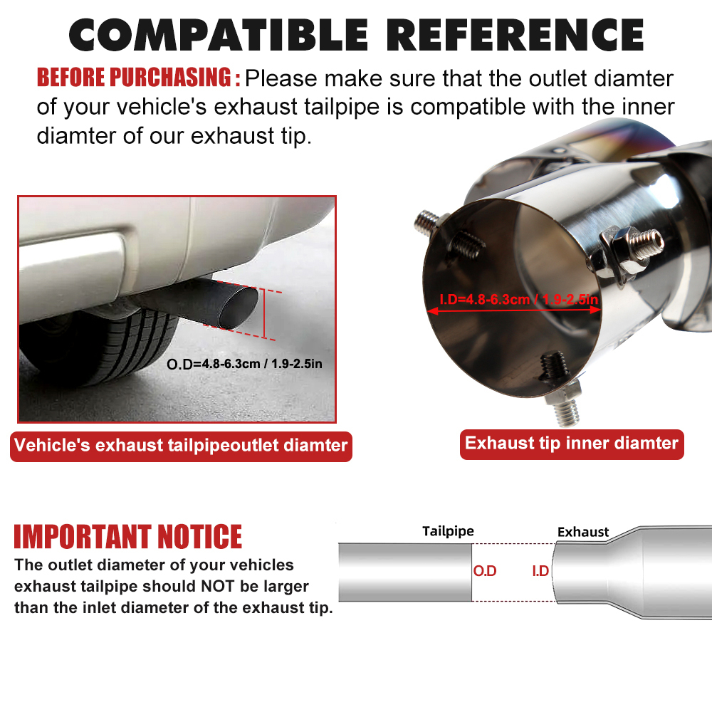 QP0026 Universal Car Dual Exhaust Tail Pipe สแตนเลสท่อไอเสีย Tip Burnt Blue การปรับเปลี่ยนอุปกรณ์เสริม - รูปที่ 6