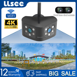 LLSEE 8MP 4K กล้องวงจรปิดไร้สาย wifi กล้องกลางแจ้งซูม 5x เลนส์คู่ 180 องศามุมกว้างสีเต็มรูปแบบคืนวิสัยทัศน์สองทางโทรกันน้ำกล้องรักษาความปลอดภัย IP