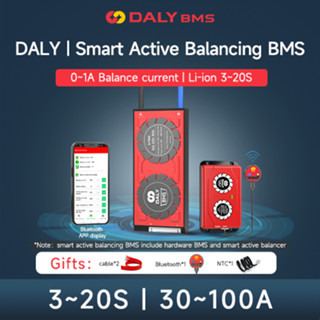 Daly ฮาร์ดแวร์ BMS+ ตัวปรับสมดุลอัจฉริยะ พร้อมแบตเตอรี่ลิเธียมไอออน 1A กระแสไฟ 3S 4S 7S 10S 13S 14S 16S 17S 20S 30A 40A 60A 80A 100A