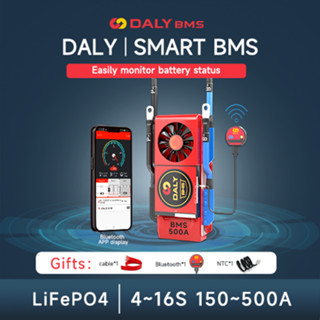 Daly Smart BMS 4-24s LiFePO4 คอมเม้นท์ พร้อมพัดลม 12V-72V 150A-500A (ใช้ได้กับเครื่องปรับสมดุลแบบแอคทีฟ)